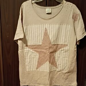 Jaded Gypsy. Pink Star Patch T-Shirt